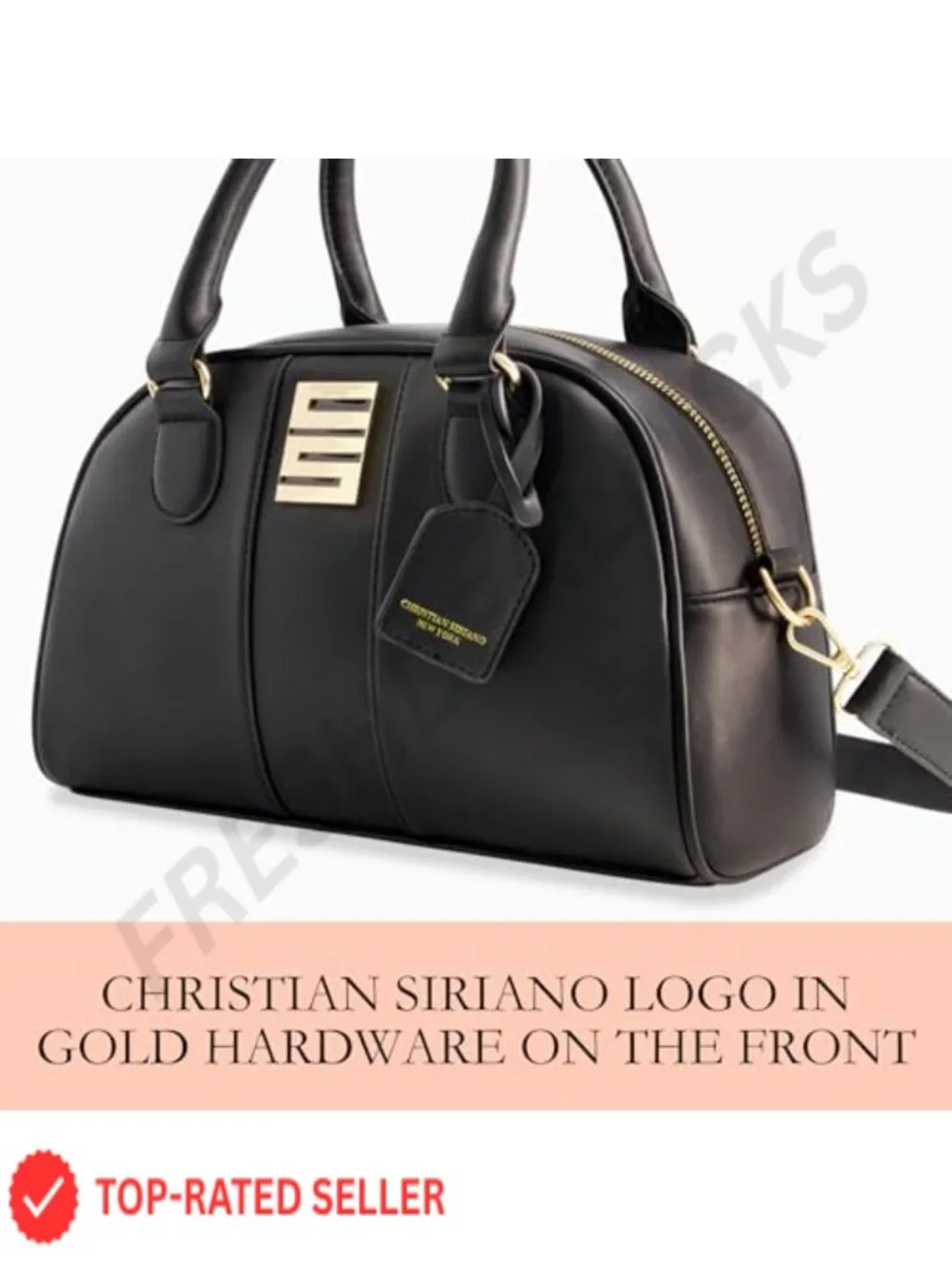 Christian Siriano Milano Bowling Satchel Crossbody Handbag with Adjustable Strap